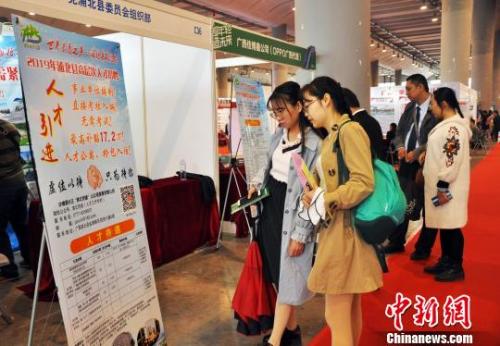 资料图:2018年广西中高级人才交流大会现场。 黄艳梅 摄 接班、分配、北漂……中国人“找工作”的40年