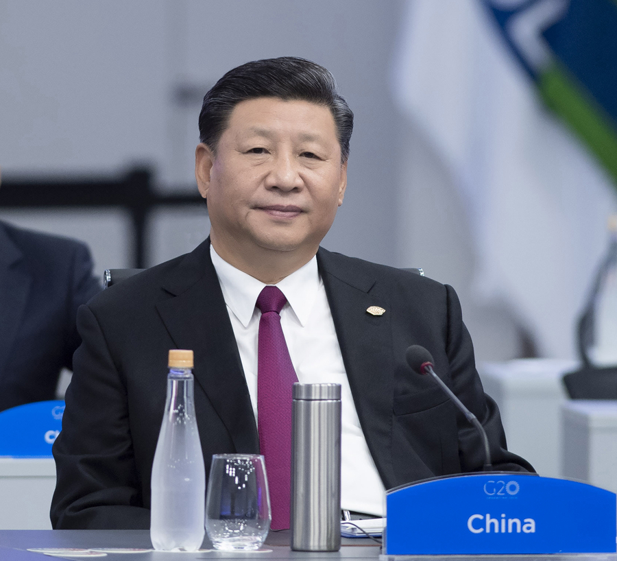 当地时间11月30日,二十国集团领导人第十三次峰会在阿根廷布宜诺斯艾利斯举行。国家主席习近平出席第一阶段会议并发表题为《登高望远,牢牢把握世界经济正确方向》的重要讲话。 新华社记者 李涛 摄 习近平出席二十国集团领导人第十三次峰会并发表重要讲话
